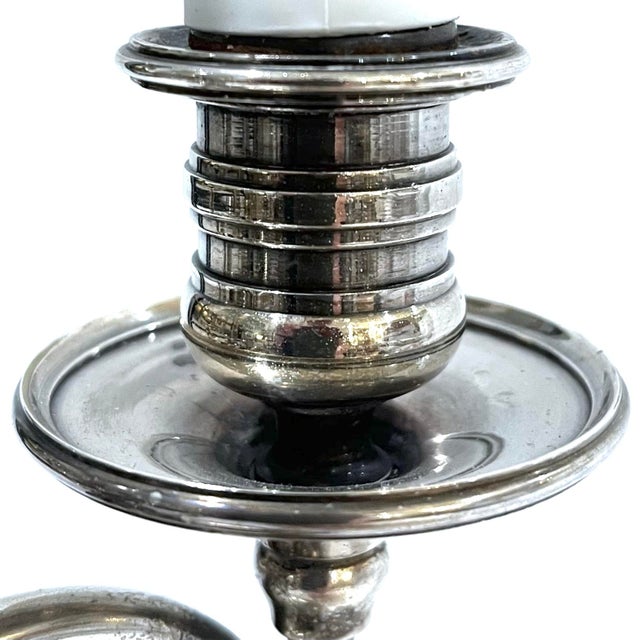 Vintage Silver Plated Bouillotte Lamp - Three Arms For Sale - Image 9 of 15