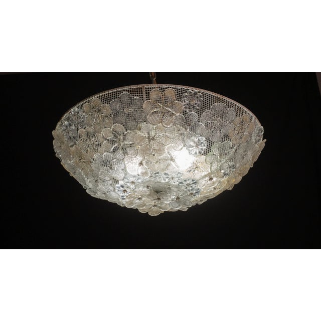 Art Deco Large Mid-Century Gold Flower Glass Ceiling Light 1960s by Barovier E Toso For Sale - Image 3 of 12