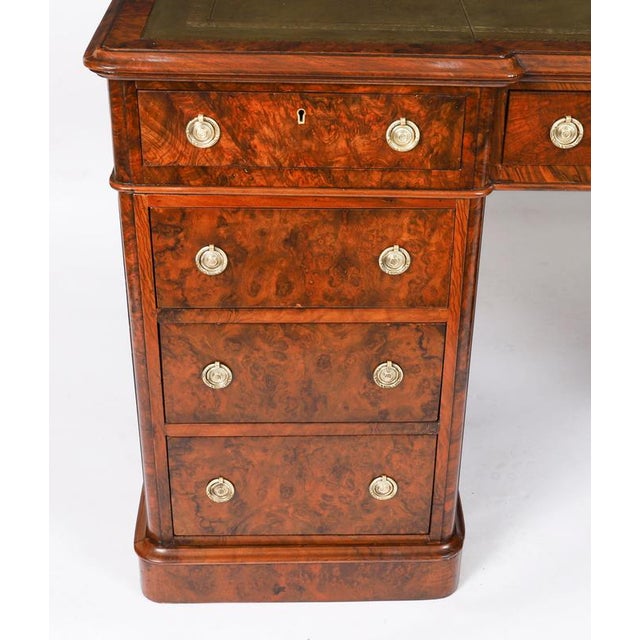 Antique Victorian Burr Walnut Twin Pedestal Desk, 19th Century For Sale - Image 15 of 18