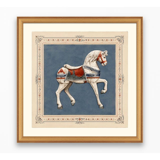 Blue Atelier Aria Lumae Antique Americana Carousel Horse Fine Art Gallery Board Print With Integrated Decorative Border Design 24 X 24 For Sale - Image 8 of 10