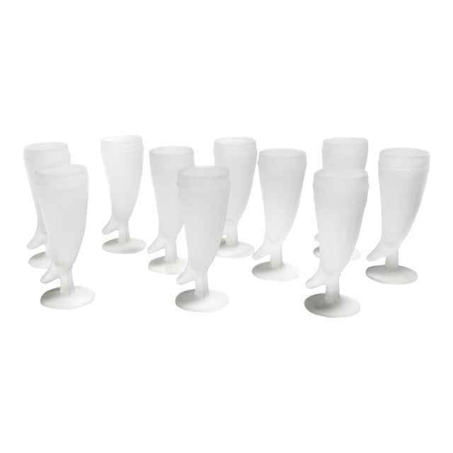 Vintage Mid Century Tiara Glass “Powder Horn” Pilsner Glasses – Set of 10 For Sale