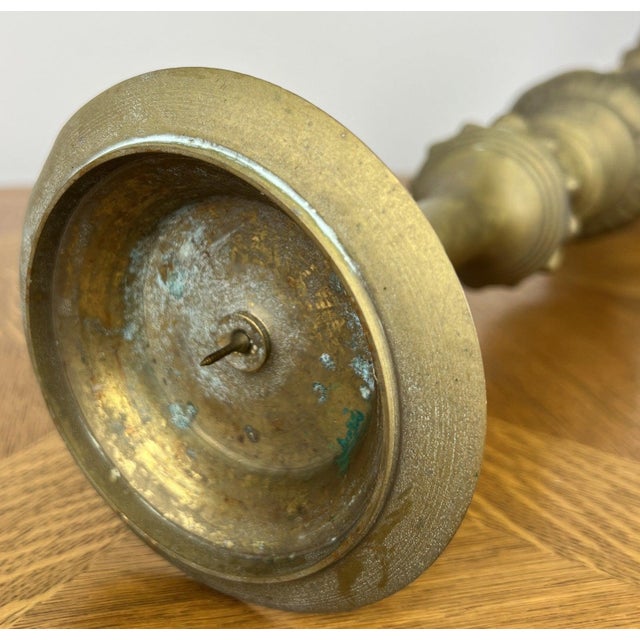 Vintage Brass Ornate Decorative Candleholders, Set of 2 For Sale - Image 14 of 18