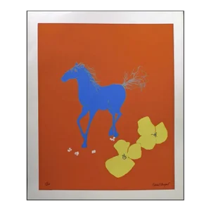 1990s Robert Sargent Untitled Signed & Numbered Art Serigraph, Blue Horse