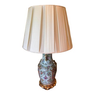 Mid 19th Century Chinese Rose Medallion Vase Lamp For Sale