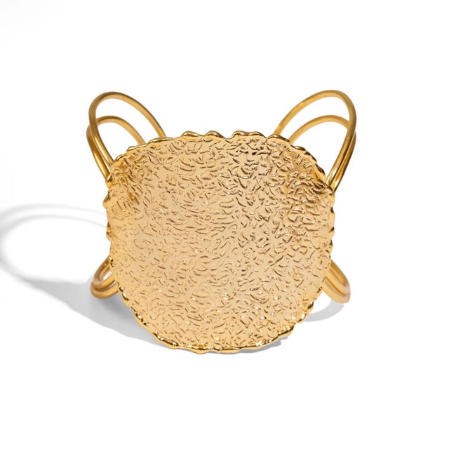 Gold Golden Shield Arm & Cuff Bracelet For Sale - Image 8 of 8