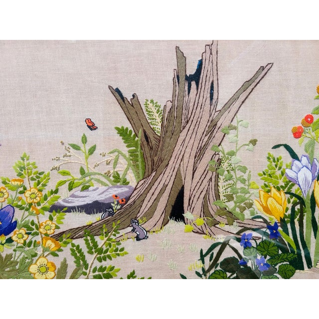 Mid-Century Modern VTG 1970s Paragon Forest Reborn Crewel Framed Wow! Signed and Dated Embroidery For Sale - Image 3 of 7