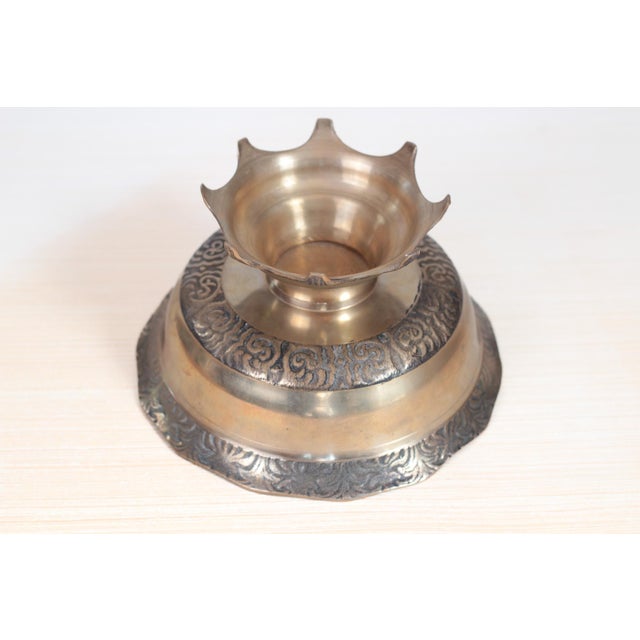 Mid-Century Solid Brass Pedestal Bowl With Scalloped Rim For Sale - Image 11 of 14