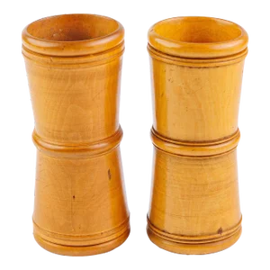 Mid 19th Century Antique Pair of Treen Wood English Dice Shakers