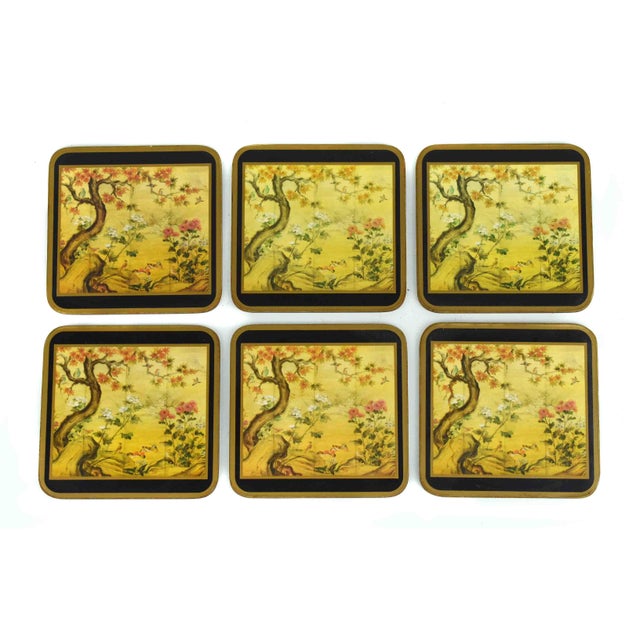 This vintage set of Pimpernel coasters, Made in England, features a sophisticated "Chinese Screen" design that adds a...