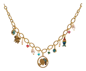 Lucky Elephant & Fish Charm Choker Necklace