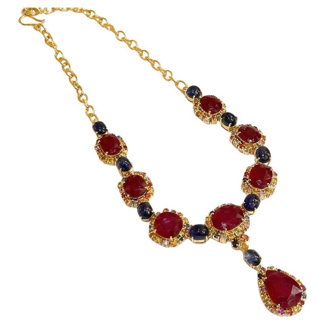 Bochic "Baroque" Ruby, Blue Sapphire & Multi Sapphire In 18K Gold and silver For Sale - Image 15 of 18