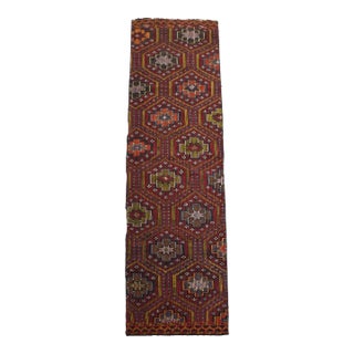 1970s Vintage Handmade Wool Cotton Red Cicim Kilim Runner Rug For Sale