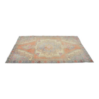 Medallion Design Anatolian Orange & Beişge Area Carpet For Sale