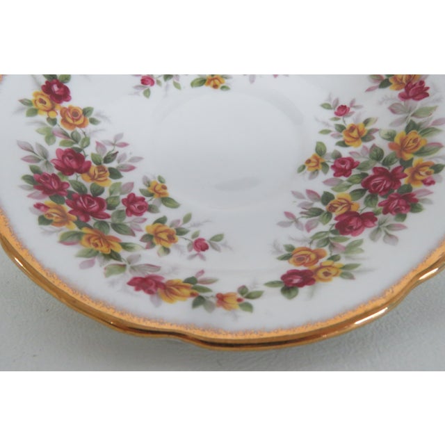 Late 20th Century Royal Grafton Red Yellow Roses Bone China Flowers Tea Cup and Saucer Set 4655b For Sale - Image 5 of 12
