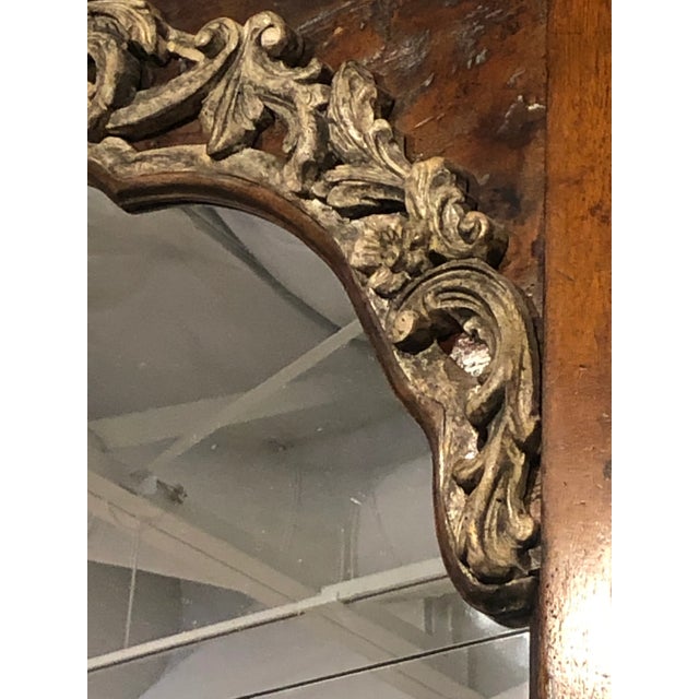 1990s Hand Carved Poplar and Walnut Italian Mirror For Sale - Image 11 of 13