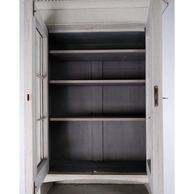 Wood Gustavian Display Cabinet in Light Grey with Patina, 1790s For Sale - Image 7 of 15