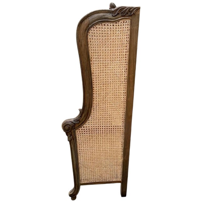 French Regency Queen Cane Headboard – Brown Mahogany Wraparound For Sale In Philadelphia - Image 6 of 7