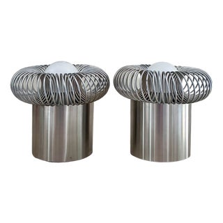 Spring Metal Wall Lights by Philippe Rogier for Oxar, 1970, Set of 2 For Sale