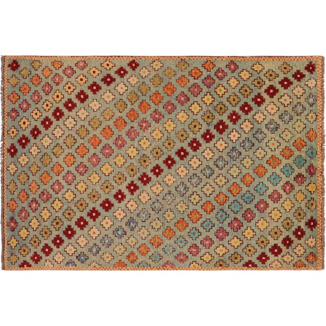 Modern Balochi Blue/Red Wool Rug - 4'9''x8'0'' For Sale - Image 10 of 11