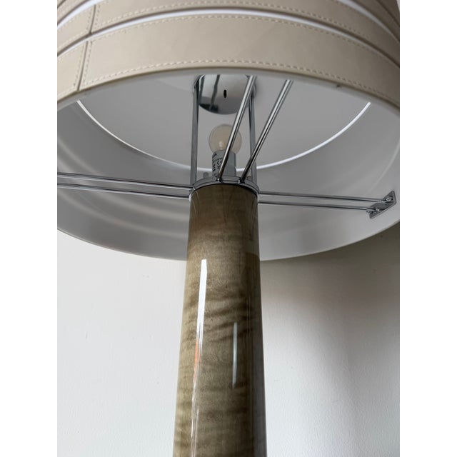Bentley Home “Morpeth” Italian Luxury Leather & Burl Wood Table Lamps - A Pair For Sale - Image 12 of 12