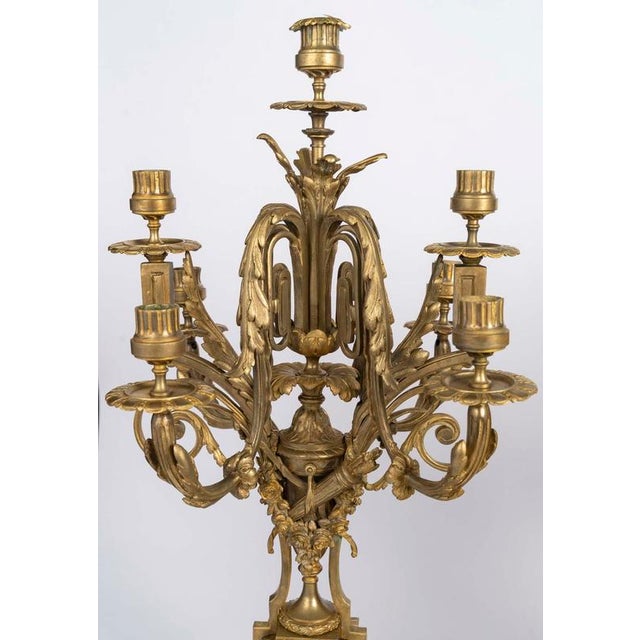 Metal Napoleon III Gilded Bronze Mantelpiece Set, Set of 3 For Sale - Image 7 of 14