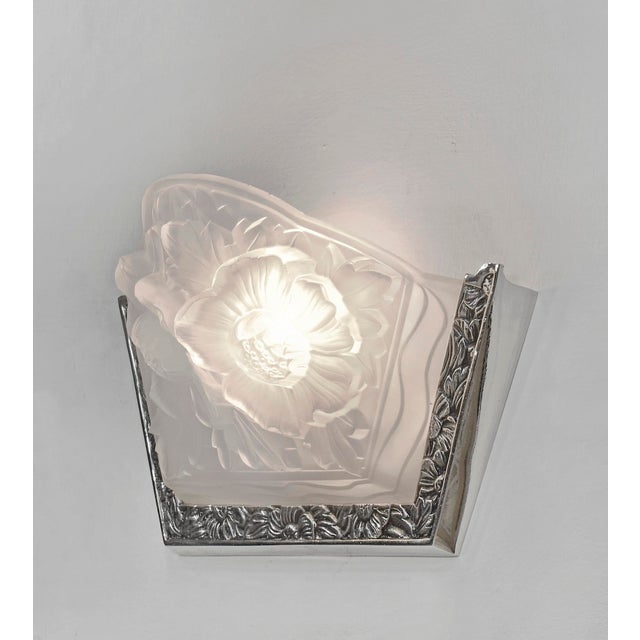 Verdun A Pair of French Art Deco Wall Sconces by Cristalleries De Verdun 1930 France - 3 Pairs Available For Sale - Image 4 of 10