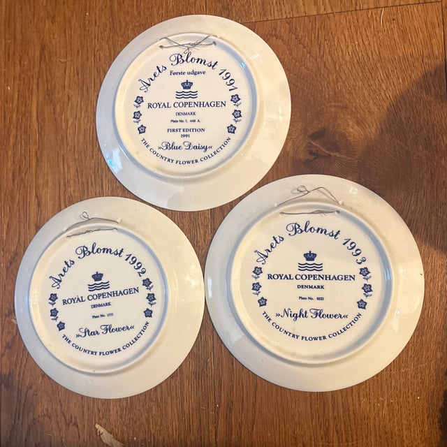 Set of 3 Royal Copenhagen Annual Plates for 1991, 1992, and 1993. These are 3 of the 4 plates in the set. These plates...