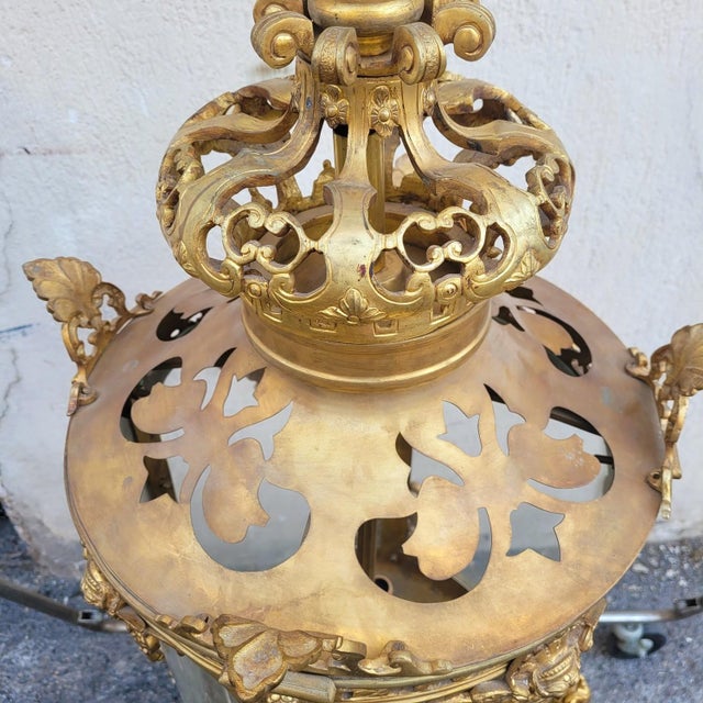 Metal 20th Century Gilt Bronze Lantern For Sale - Image 7 of 17