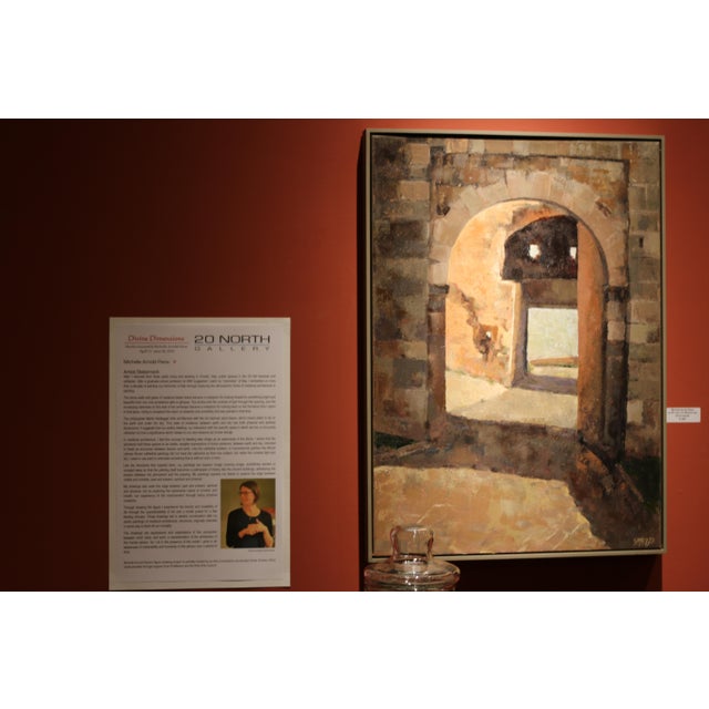 Textile Contemporary Impressionist Italy Medieval Gate Framed Original Oil Painting For Sale - Image 7 of 8