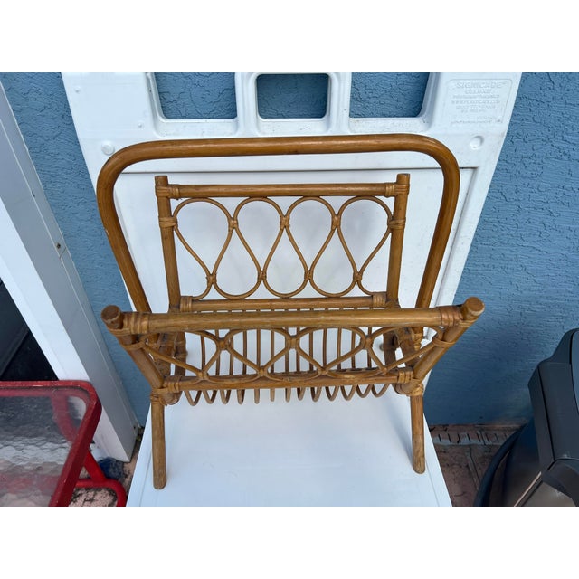 Sand 1950s Bamboo Magazine Rack For Sale - Image 8 of 8