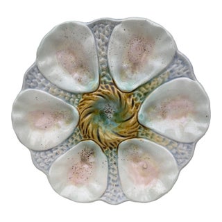 French Majolica Oyster Plate Orchies, Circa 1900 For Sale