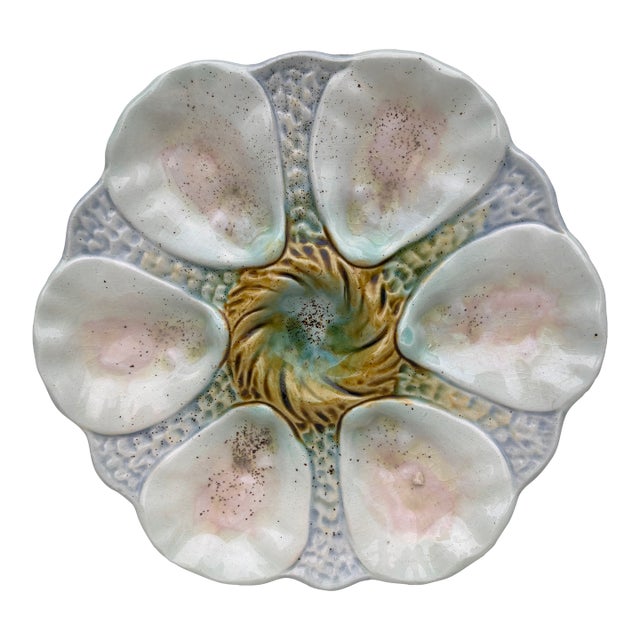 French Majolica Oyster Plate Orchies, Circa 1900 For Sale