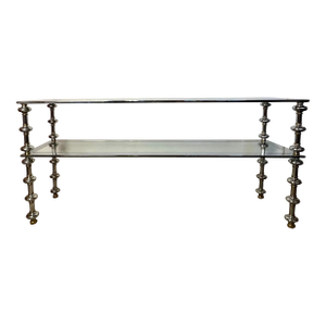 Vintage Chrome and Brass 2 Tiered Console or Sofa Table