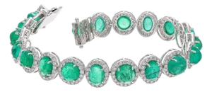 Natural Zambian Emerald caboshan Bracelet with Diamond and 18k Gold
