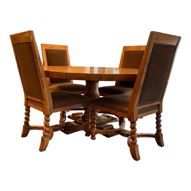 Lorts Wooden Round Dining Table & 6 Chairs Chairish
