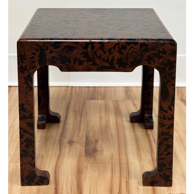 Asian Vintage Petite Stenciled Accent Table, Riser or Plant Stand For Sale - Image 3 of 8
