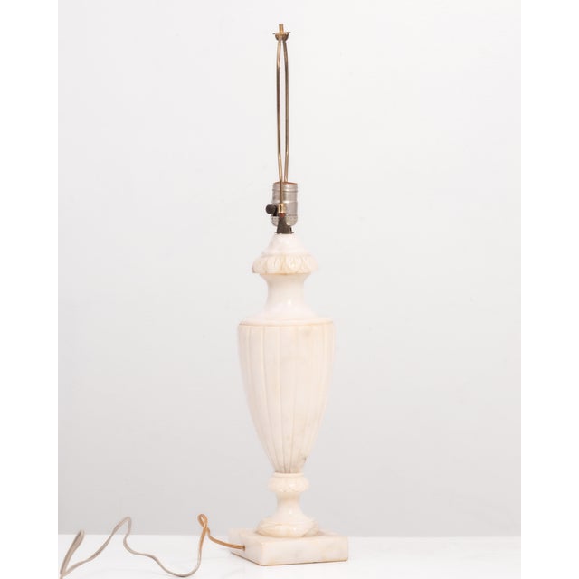 Traditional Alabaster Urn Shaped Table Lamp Hand Carved Neoclassical Italy For Sale - Image 3 of 11