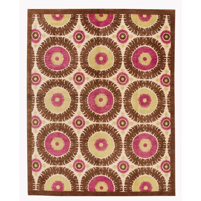 21st Century Modern Tibetan Wool Rug in Tan With Allover Design For Sale - Image 11 of 11