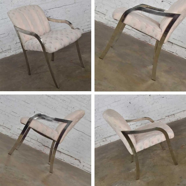Vintage Art Deco Revival Accent Chair Armchair Chrome and Upholstered For Sale - Image 10 of 13