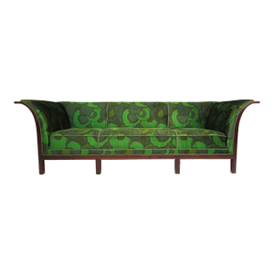 1930's Attributed to Frits Henningsen Sofa With Dramatic Flared Arms of Mahogany.