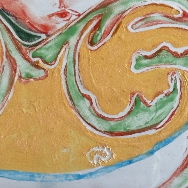 Goldenrod Vintage Hand Painted Italian Decorative Tile For Sale - Image 8 of 14