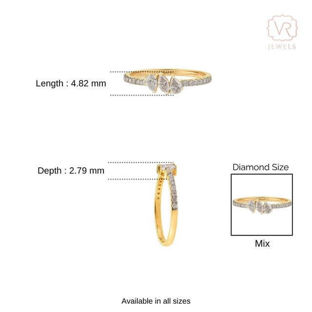 14k Yellow Gold 0.42ct Mixed-Cut Diamond Cluster Ring Size 6 by VRJewels For Sale - Image 9 of 14
