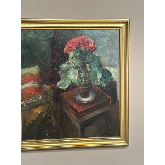 Elna Jacobsson, Cineraria in a Pot, 1960s, Oil Painting on Panel, Framed For Sale - Image 7 of 18