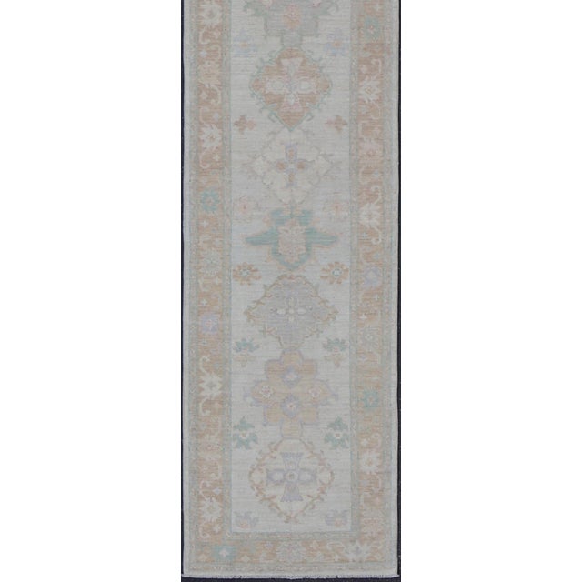 Measures: 3'2 x 19'6 Hand-Knotted Very Long Oushak Runner by Keivan Woven Arts, 3'2" x 19'6". Keivan Woven Arts / Rug...