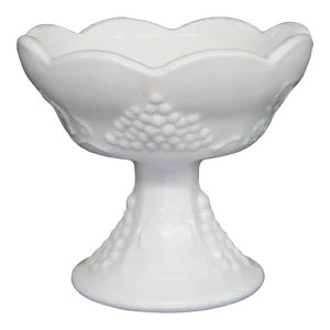 Indiana Colony Harvest White Milk Glass Grape Design Candlestick Holder