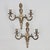 This striking pair of 20th-century wall sconces features an elegant two-armed design crafted in metal, richly detailed...