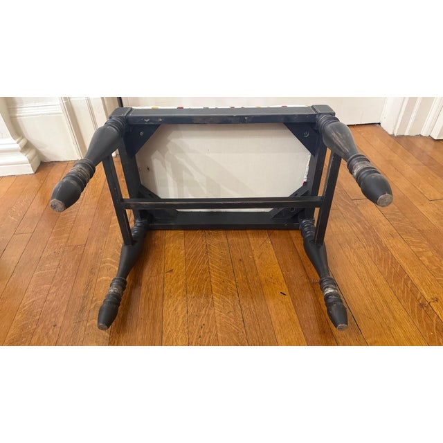 1960s Petite Painted Wood Bench With Upholstered Seat For Sale - Image 9 of 11