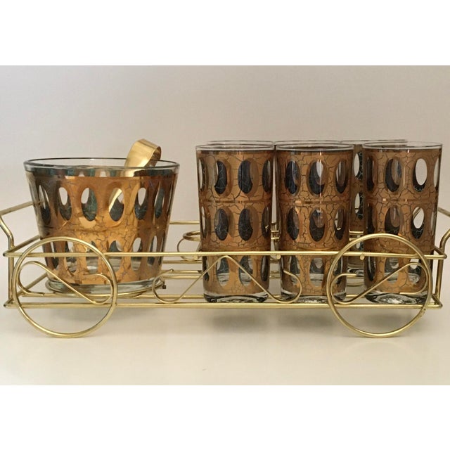 Pisa Hiball Caddy with Ice Bucket and Tongs. Reminiscent of the leaning tower of Pisa in gold. Pristine condition. Set...