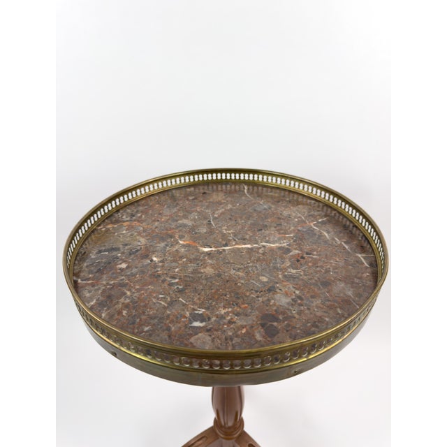 French Vintage Gueridon Side Table With Marble Top For Sale - Image 9 of 11