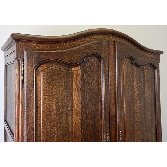 Antique French Louis XVI Style Carved Oak 2-Door Wardrobe For Sale - Image 9 of 16